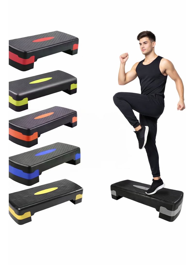 Step platform, aerobic platform for home gym with adjustable lifts (multi-color)